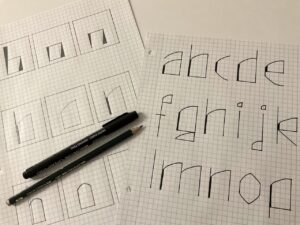 Schriftskizzen im Designstudium
