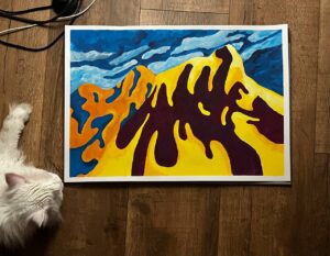 Abstrakte farbige Berglandschaft aus einem Designstudium